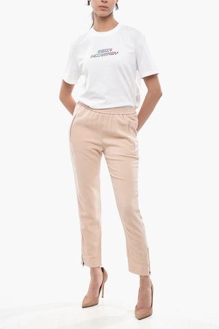 Stretch Viscose Pants With Ankle Zip