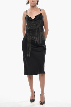 Slip Dress CHAIN in Satin con Dettaglio Gioiello