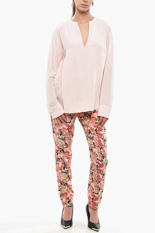 Silk Flared Blouse EMMALEE With V-Neck