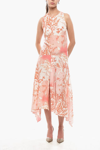 Ausgestelltes Seidenkleid ANABELLE Mit Botanischem Muster