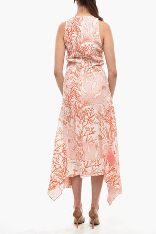 Ausgestelltes Seidenkleid ANABELLE Mit Botanischem Muster