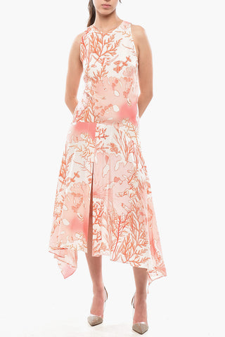 Ausgestelltes Seidenkleid ANABELLE Mit Botanischem Muster