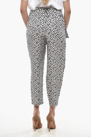 Cropped-Fit-Hose ORANGE Aus bedruckter Seide