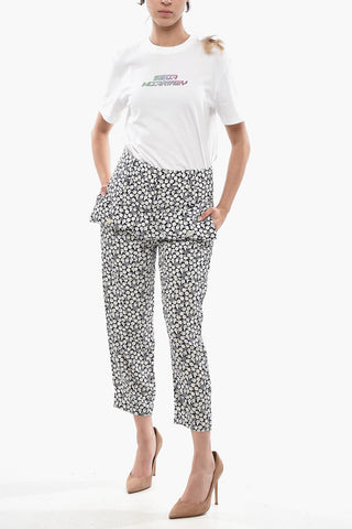 Cropped-Fit-Hose ORANGE Aus bedruckter Seide