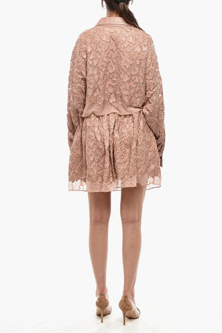 Silk Shirt Dress With Animal-Print, Eco-Leather Details And Open Back