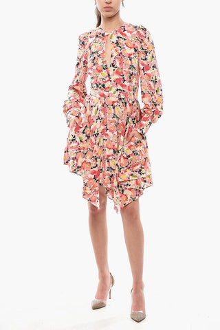 Flared Silk Dress FELICITY with Floral Pattern