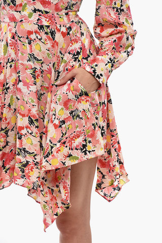 Flared Silk Dress FELICITY with Floral Pattern