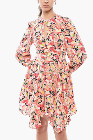 Flared Silk Dress FELICITY with Floral Pattern