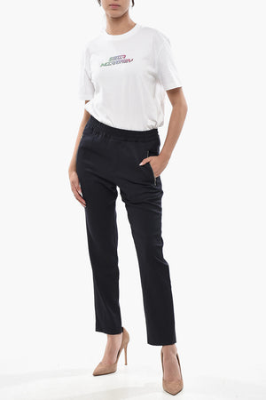 Pantaloni Regular Fit in Lana con Tasche a Zip