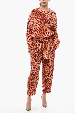 Printed Silk Long-Sleeved Jumpsuit ALL IN ONE