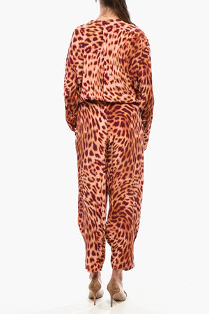 Langärmeliger Jumpsuit ALL IN ONE aus bedruckter Seide