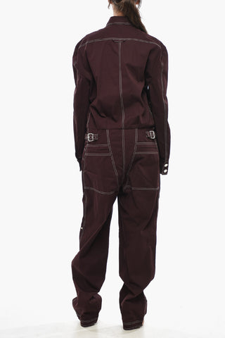 가벼운 면 점프수트 WORKWEAR ALL IN ONE 긴 소매 노출 스티치