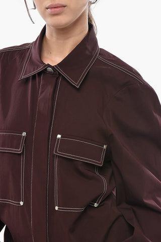 가벼운 면 점프수트 WORKWEAR ALL IN ONE 긴 소매 노출 스티치
