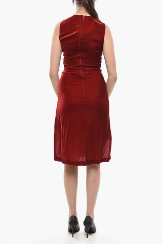 Tubino Midi in Patchwork con Dettagli in Velour e Pizzo