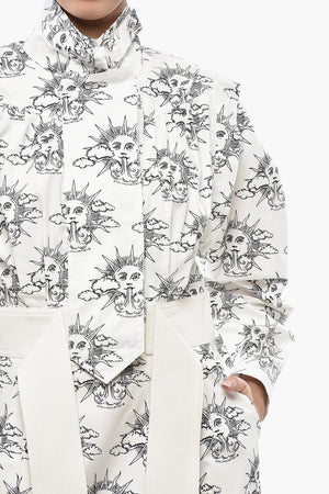 Langärmliges Shirtkleid YVONNE mit kontrastierendem grafischem Druck