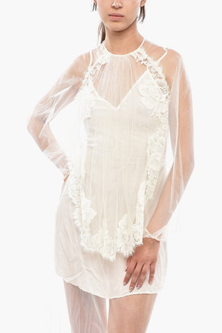Vestito SOPHIA in Tulle a Maniche Lunghe con Finiture in Pizzo