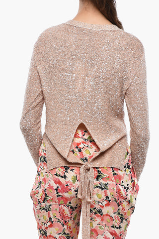 Cardigan in Maglia con Paillettes e Spacco Posteriore