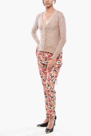Cardigan in Maglia con Paillettes e Spacco Posteriore