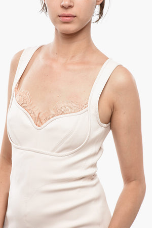 A-Linien-Kleid aus technischem Gewebe mit Herzausschnitt und Spitze