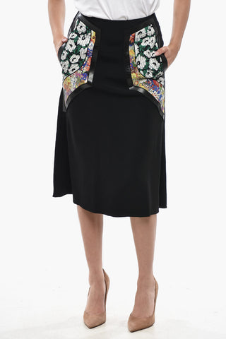 Midi Skirt with Floral Patch Motif