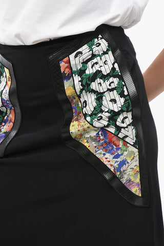 Midi Skirt with Floral Patch Motif