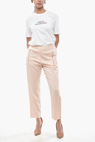 Pantaloni Regular Fit in Lana con Tasche a Zip
