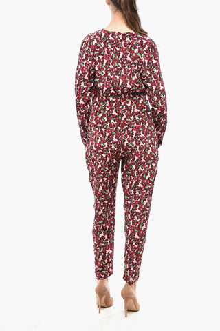 Silk Floral Jumpsuit BLOSSOM with V-Neck