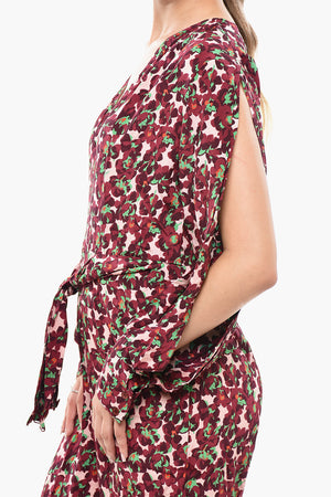 Silk Floral Jumpsuit BLOSSOM with V-Neck