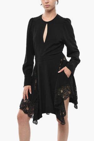 Flared Dress CELESTE with Lace Inserts