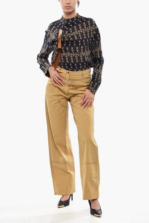 Pantaloni Straight Fit a Vita Alta con Dettaglio Fibbia