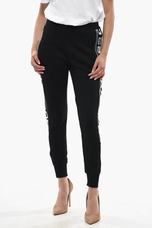 Joggers in Cotone Felpato con Banda Laterale Logata