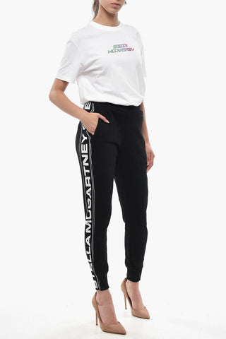 Cotton-Fleece Joggers with Logo Side Stripe