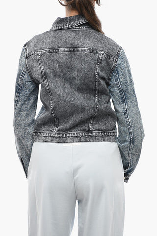 Cropped-Jeansjacke Mit Logoknöpfen
