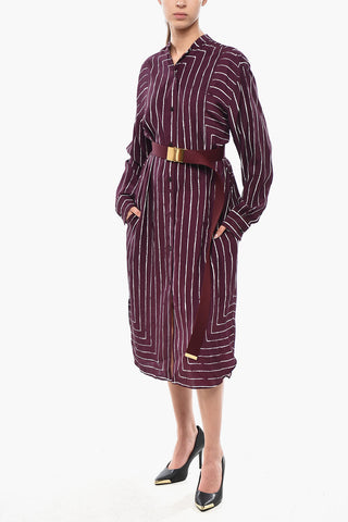 Chemisier PLASTRON in Seta a Righe con Cintura