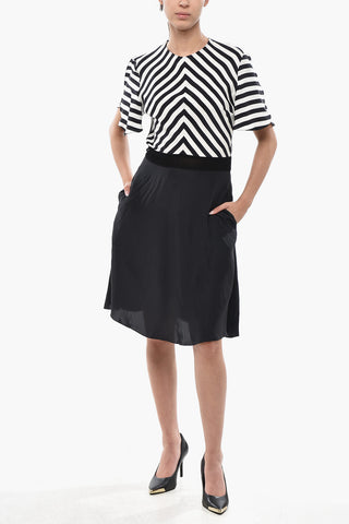 Vestito in Seta a Righe a Maniche Corte