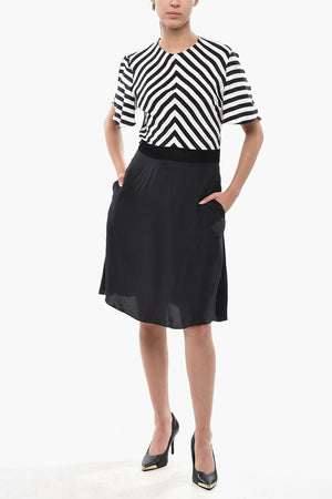 Vestito in Seta a Righe a Maniche Corte