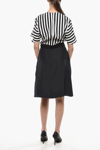 Vestito in Seta a Righe a Maniche Corte
