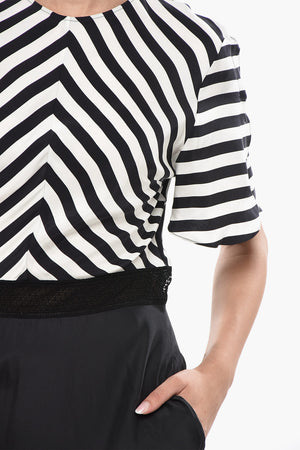 Vestito in Seta a Righe a Maniche Corte