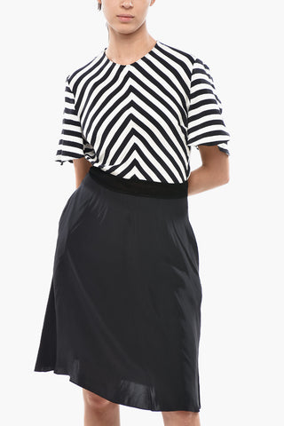 Vestito in Seta a Righe a Maniche Corte