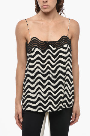 Top Crop ALINA Bicolore a Motivo Wave