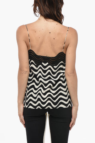 Bicolor Crop-Top ALINA mit Wellenmuster