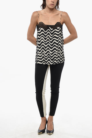 Bicolor Crop-Top ALINA mit Wellenmuster