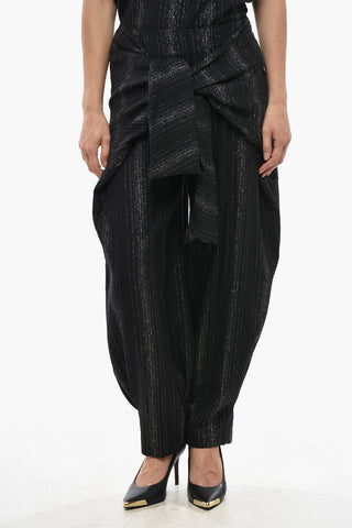 Ausgestellte Hose Aus Metallisiertem Stoff Mit Maxi-Schleife Vorne