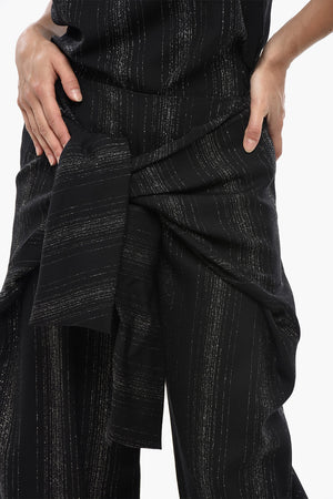 Flared Metallic-Fabric Trousers With Maxi Front Bow