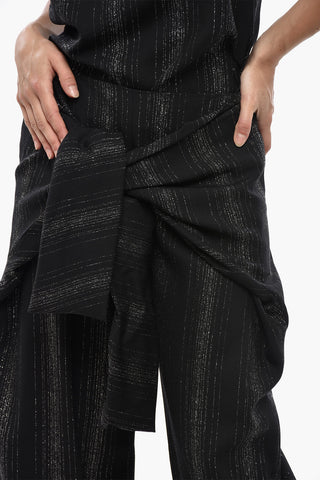 Ausgestellte Hose Aus Metallisiertem Stoff Mit Maxi-Schleife Vorne