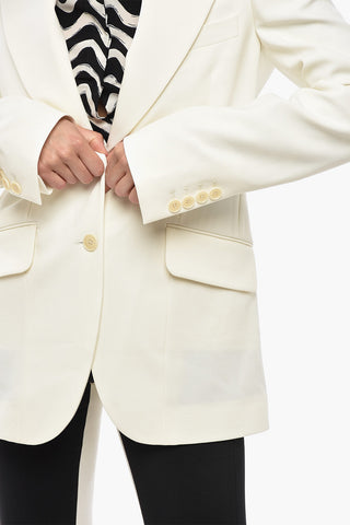 Two-Button Wool-Blend Blazer With Peak Lapel And Rear Vent