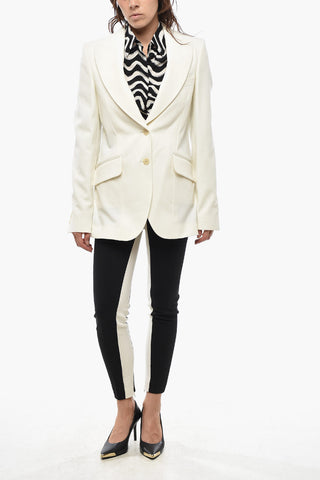 Two-Button Wool-Blend Blazer With Peak Lapel And Rear Vent