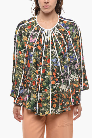 Asymmetric Blouse LYRA With Floral Pattern