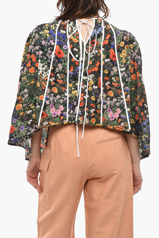 Asymmetric Blouse LYRA With Floral Pattern
