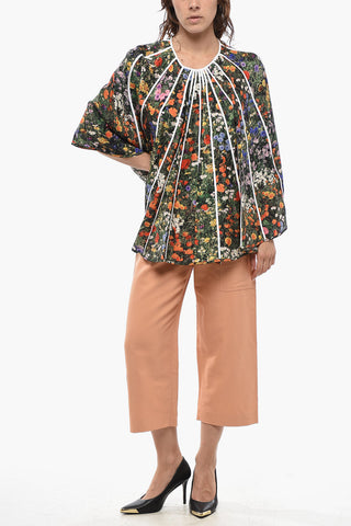 Asymmetric Blouse LYRA With Floral Pattern